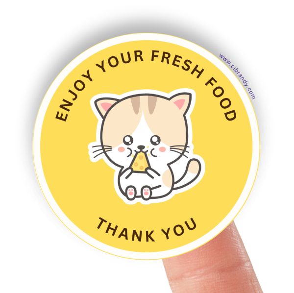 Yellow Cat Thank you sticker's - Food Business