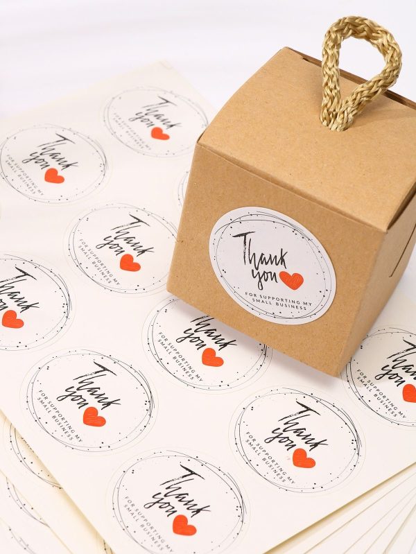 Cute Round / Circle Thank you sticker's - Pack of 50 stickers (Size: 2x2" inches)