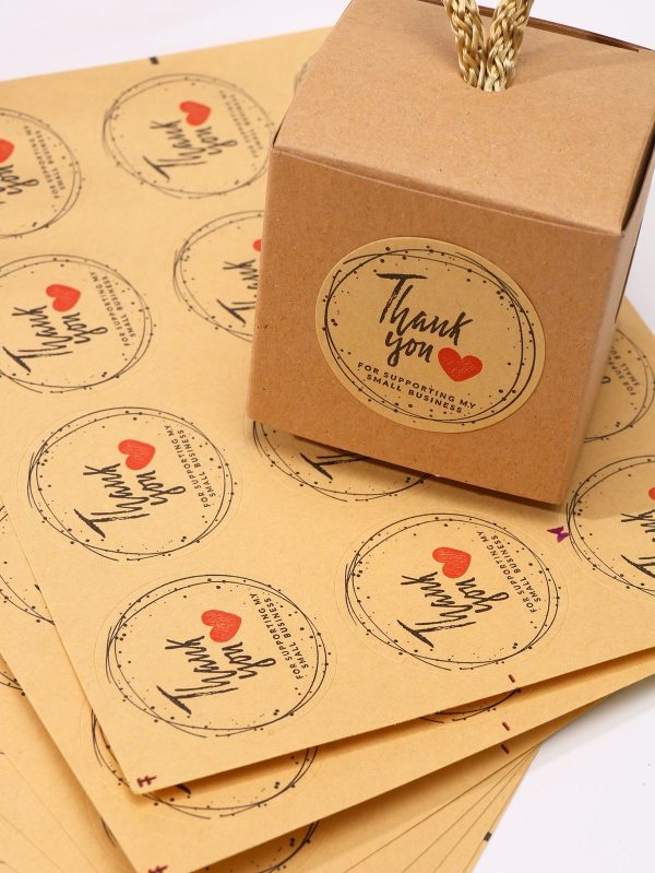 Cute Round / Circle Thank you sticker's - Pack of 50 stickers (Size: 2x2" inches)